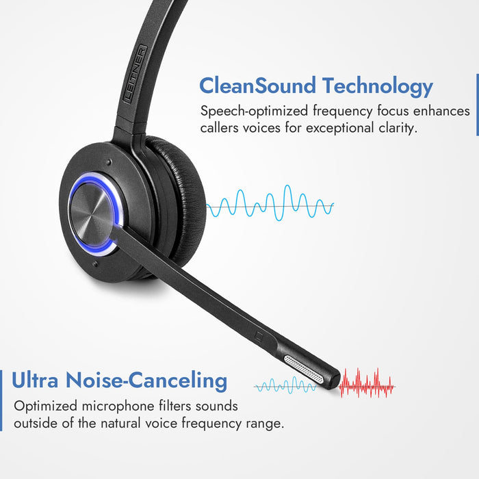 Leitner LH675 wireless headset CleanSound and ultra noise-canceling microphone