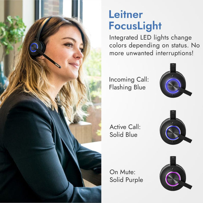 Leitner LH675 Premium plus dual-ear headset with integrated busy light