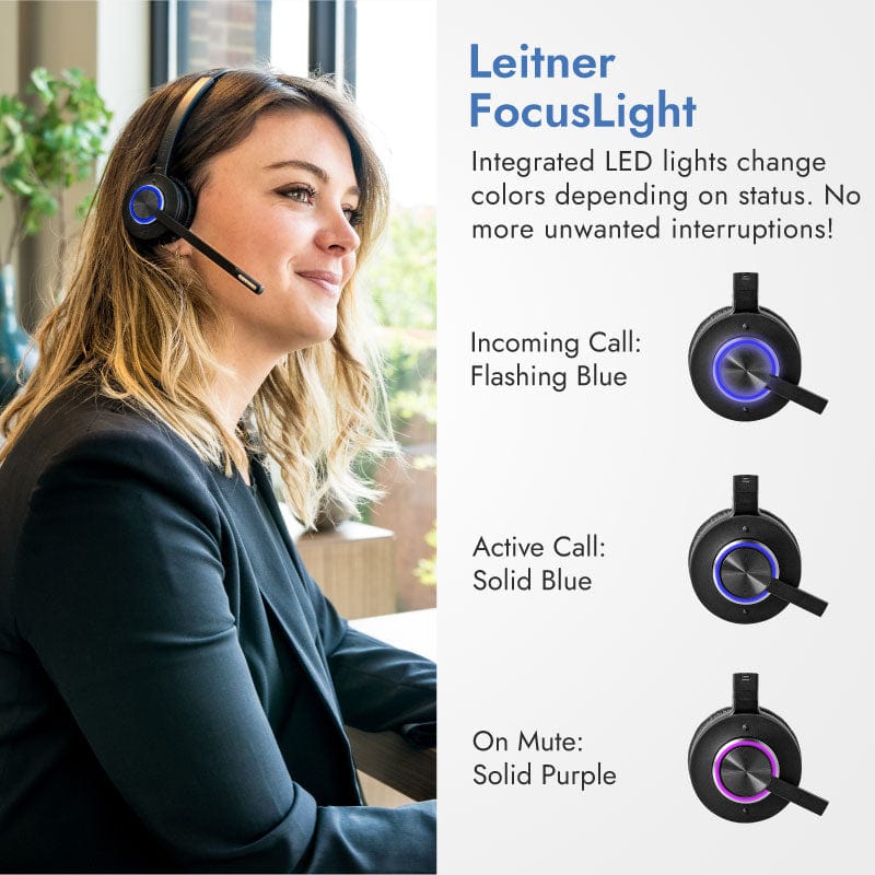 Leitner LH570 single-ear wireless headset FocusLight for less interruptions