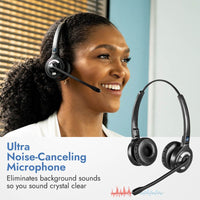 Woman using Leitner LH375 and lifter with ultra noise-canceling microphone