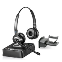 Leitner LH375 dual-ear wireless office headset with Bluetooth and handset lifter for remote answering